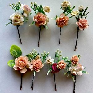 Hand Crafted Flower Hair Pins.